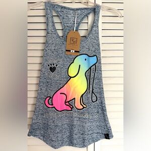 NEW I LOVE My Puppy Rainbow Ombre Racerback Tank Top - Heather